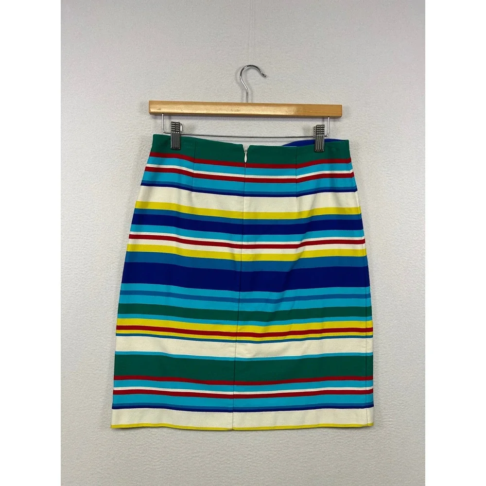Talbots Rainbow Striped Preppy Womens 6P Multicolor Cotton Pencil Skirt